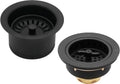 Westbrass CO2195S-62 Combo Pack 3-1/2' Wing Nut Twist Style Large Basket Extra-Deep Collar Kitchen Sink Waste Disposal Flange with Strainer Stopper, Matte Black