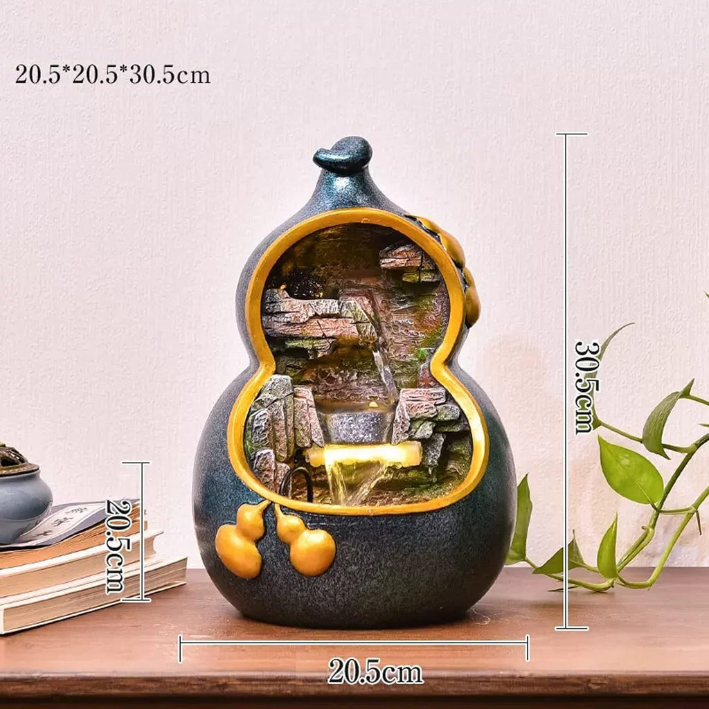 HIHELO Tabletop Fountain Indoor Resin Desktop Fountain Gourd Water Decoration Waterscape Fountain Living Room Desktop Home Desk Decoration Indoor Fountain