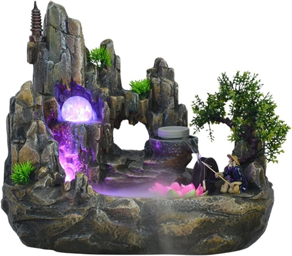 HIHELO Desktop Fountain Tabletop Fountain Rockery Water Fountain Decoration Living Room Decoration Waterfall Fountain Office Desktop Decoration Water Fountain Outdoor (Size : Brass)
