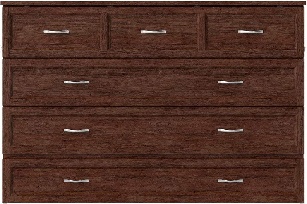 AFI, Northfield Murphy Bed Chest Queen with 6' Mattress, Storage Drawer & Built-in USB Charger, Burnt Amber