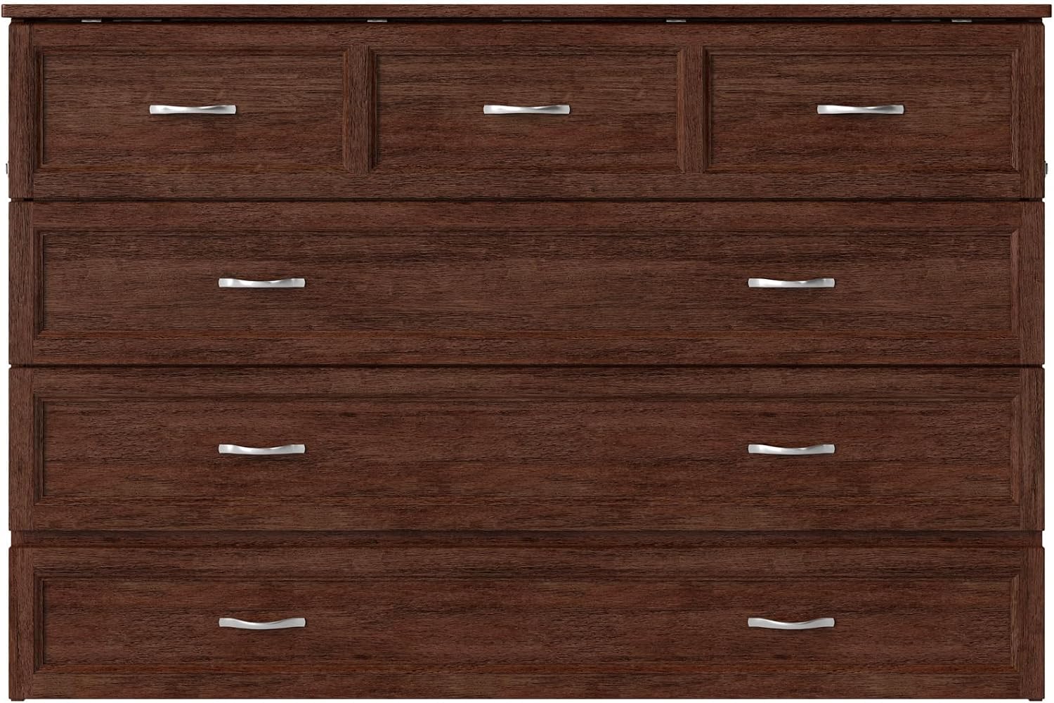 AFI, Northfield Murphy Bed Chest Queen with 6' Mattress, Storage Drawer & Built-in USB Charger, Burnt Amber