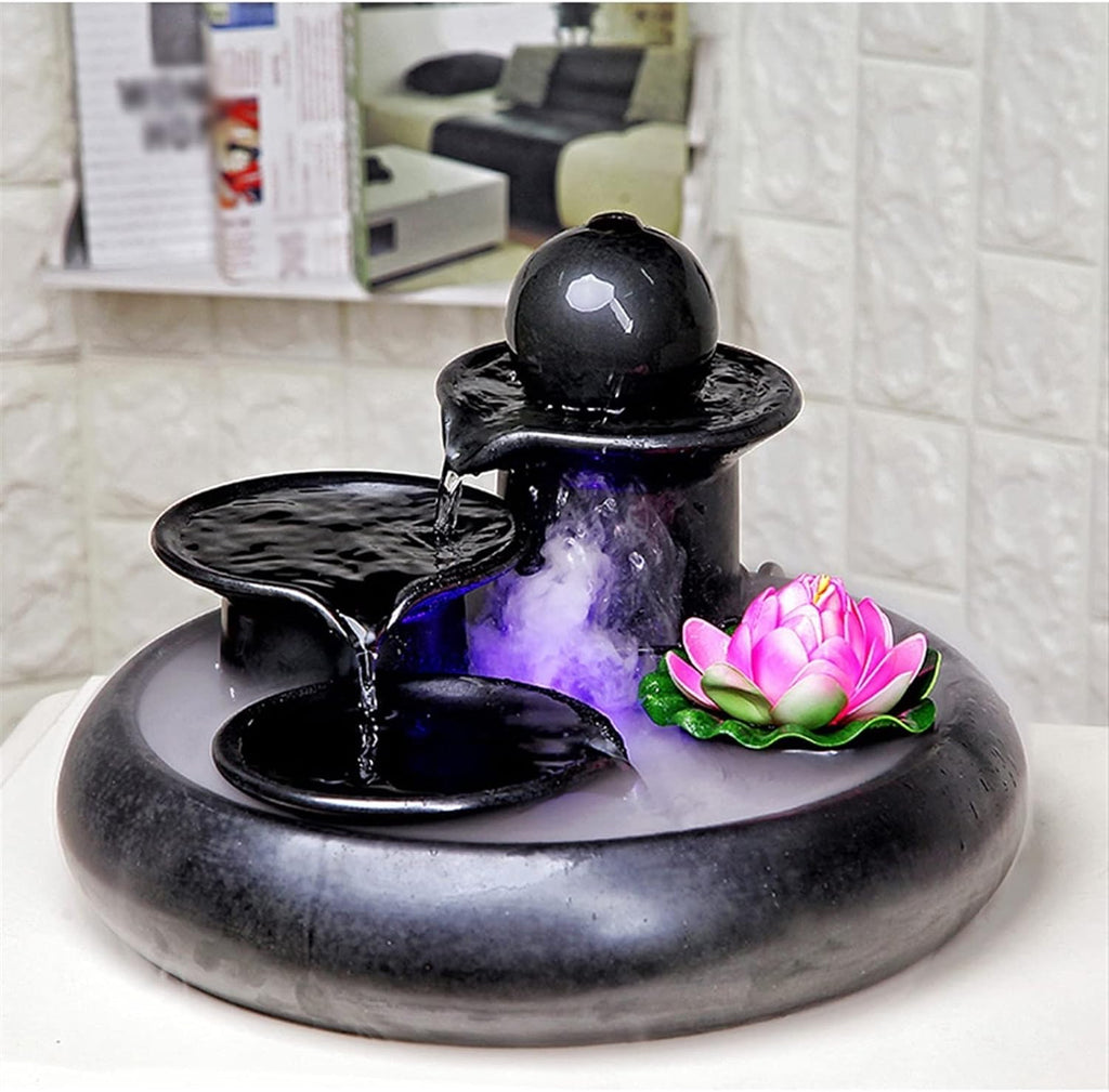 HIHELO Tabletop Fountain Running Water Desktop Decoration Creative Fountain Humidifier Living Room Ceramic Home Office Desktop Decoration Indoor Fountain (Color : 1)