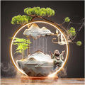 HIHELO Desktop Fountain Tabletop Fountain Ceramic Lucky Flowing Water Ornament Desktop Circulation Fountain Office Desktop Decoration Water Fountain Outdoor (Color : B)