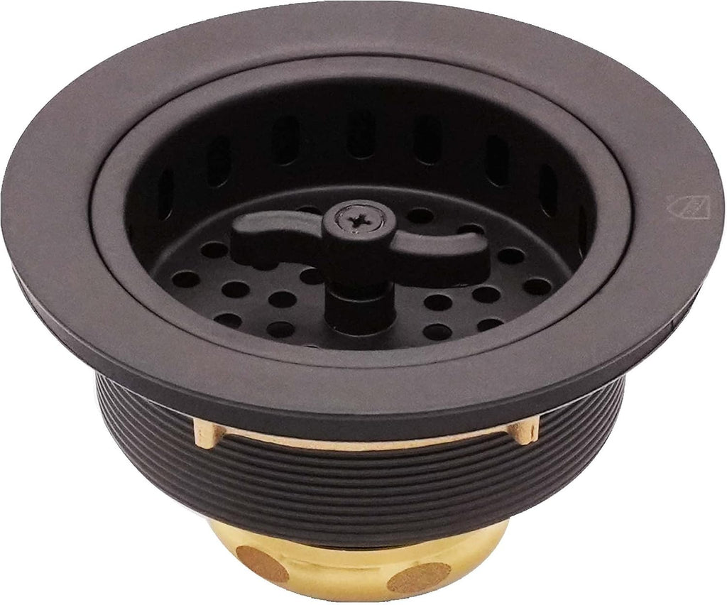Westbrass CO2195S-12 Combo Pack 3-1/2' Wing Nut Twist Style Large Basket Extra-Deep Collar Kitchen Sink Waste Disposal Flange with Strainer Stopper, Oil Rubbed Bronze