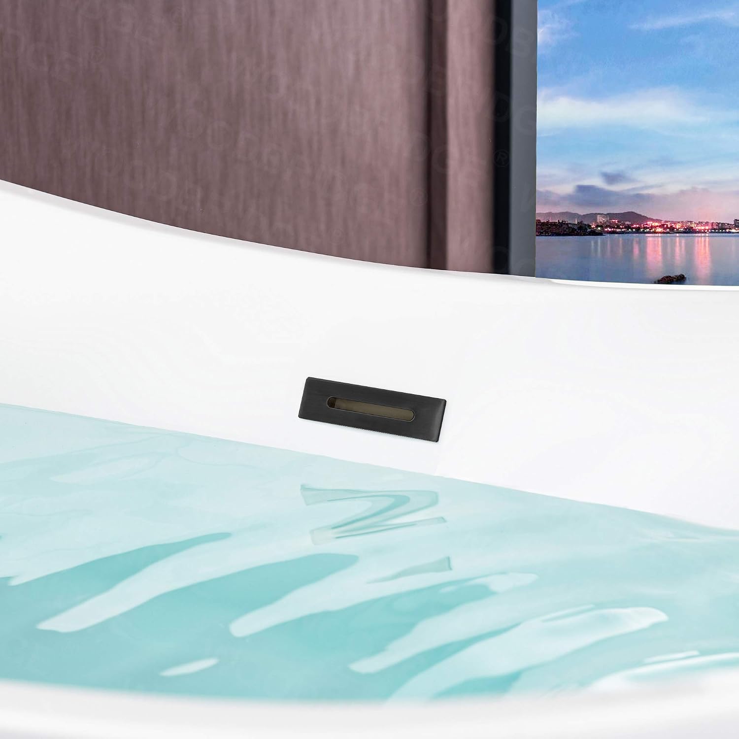 WOODBRIDGE 71'Freestanding White Acylic Soaking Bathtub with Matte Black Drain and Overflow,B0017 MB