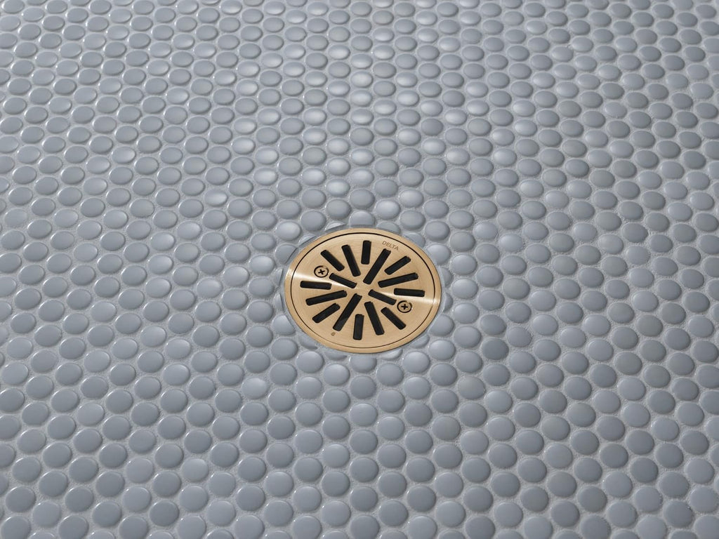 Delta 4 Inch Brushed Gold Tile-In Round Shower Floor Drain with Gasket and Removable Drain Gate, Champagne Bronze DT061411-CZ