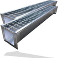 304 Stainless Steel Channel Drain with Galvanized Steel Grate 39.4x5.9x5.5 in, B-Class 28100 lbs Heavy-Duty Drain Kit for 3' Pipe, Trench Drainage System for Outdoor, Driveway, Garage 2pcs