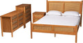 Baxton Studio Jenn Brown Wood Japandi 4-Piece Queen Size Bedroom Set