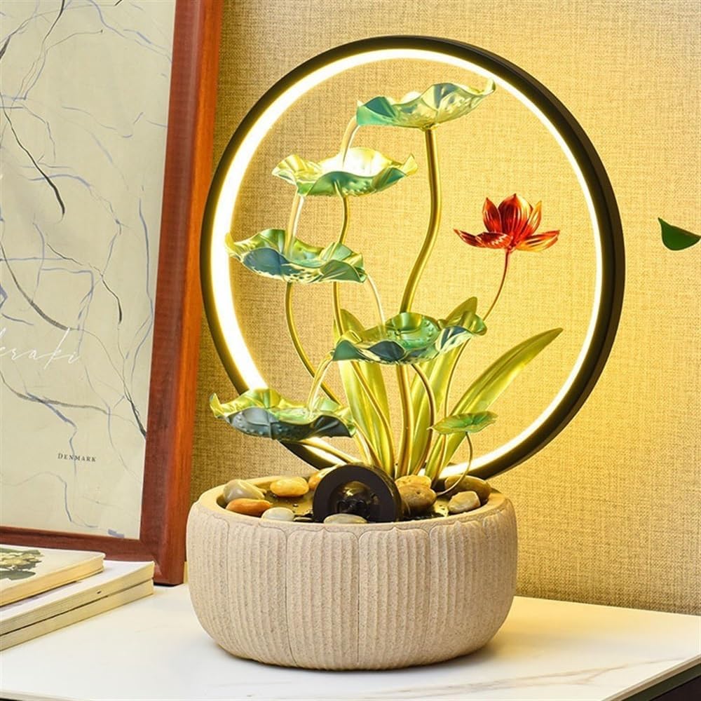 GLigeT Tabletop Fountain Feng Shui Wheel Inviting Wealth Living Room Wealth Desk Decorations Modern Simple Running Water Ornaments Circulating Water Water Fountain Decor