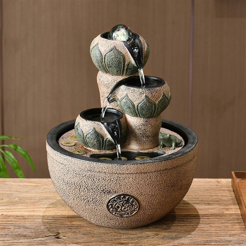 GLigeT Tabletop Fountain Attract Wealth Simple Feng Shui Ball Desktop Fountain Streaming Water Ornaments Home Living Room Circulating Water Business Gifts Water Fountain Decor
