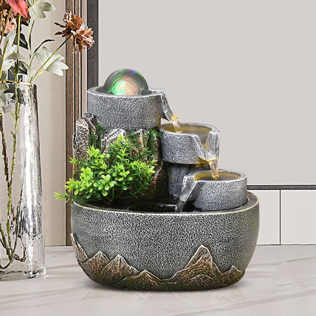 GUERNSEY Tabletop Fountain Water Wheel Water Fountain Decorative Ornaments Desktop Living Room Circulating Water Study Desktop Fountain Indoor Fountain