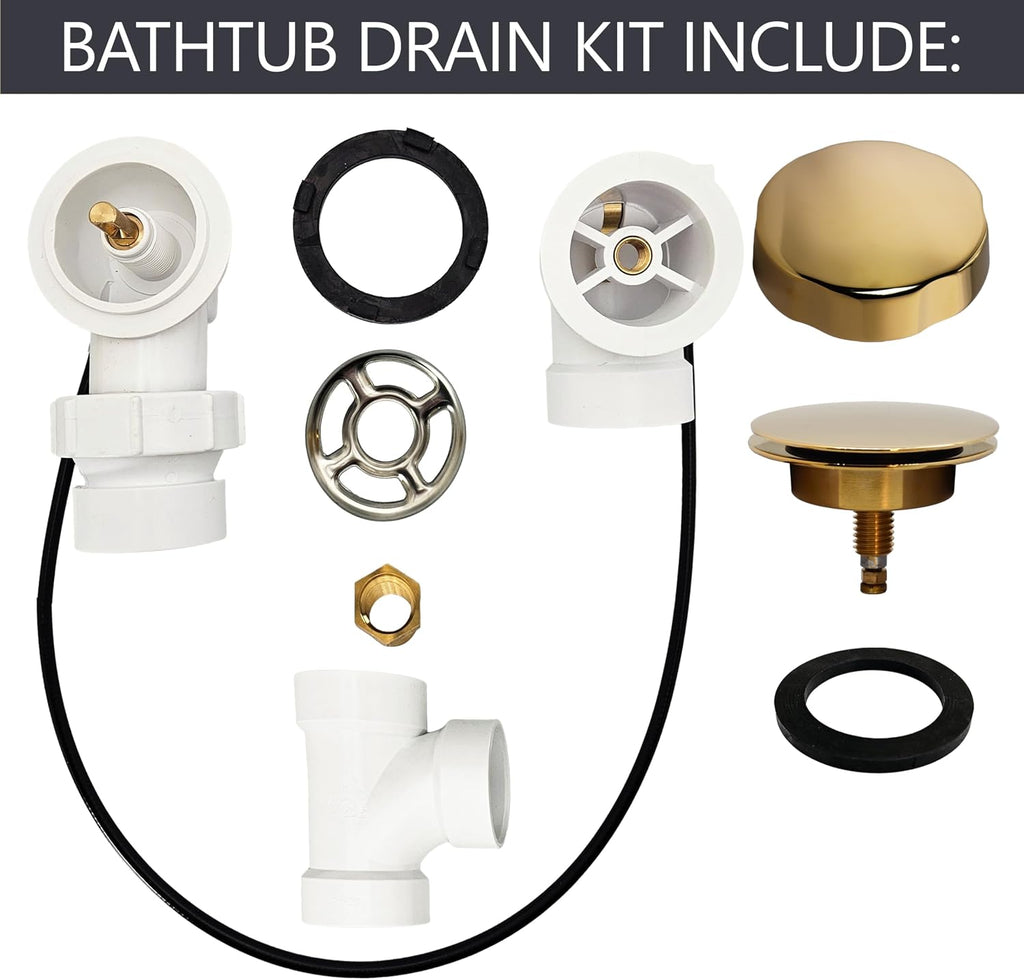 Westbrass A50P35BJ-01 1-1/2' Sch. 40 PVC 35' Cable Driven Bath Waste Kit with Ball Joint Head and Brass Trim Drain Kit, Polished Brass