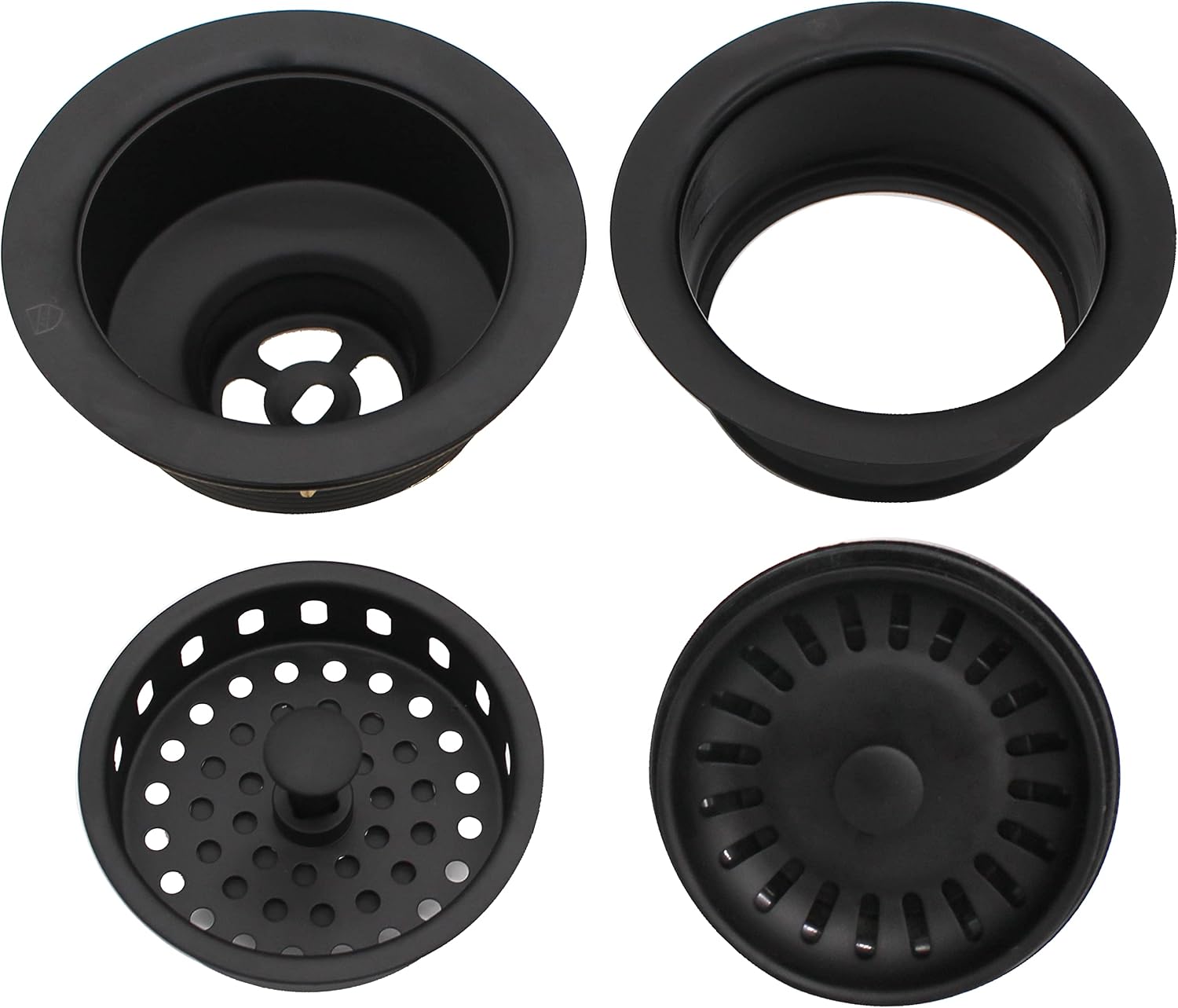 Westbrass CO2165S-62 COMBO PACK 3-1/2' Post Style Large Kitchen Sink Basket Strainer and Waste Disposal Drain Flange with Basket Strainer, Matte Black