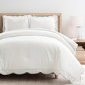 Lush Decor Coastal Chic Scalloped Edge Comforter Set, 3 Piece Set Full/Queen, Blue & White - Queen Bedding Set - White Comforter - Coastal Decor