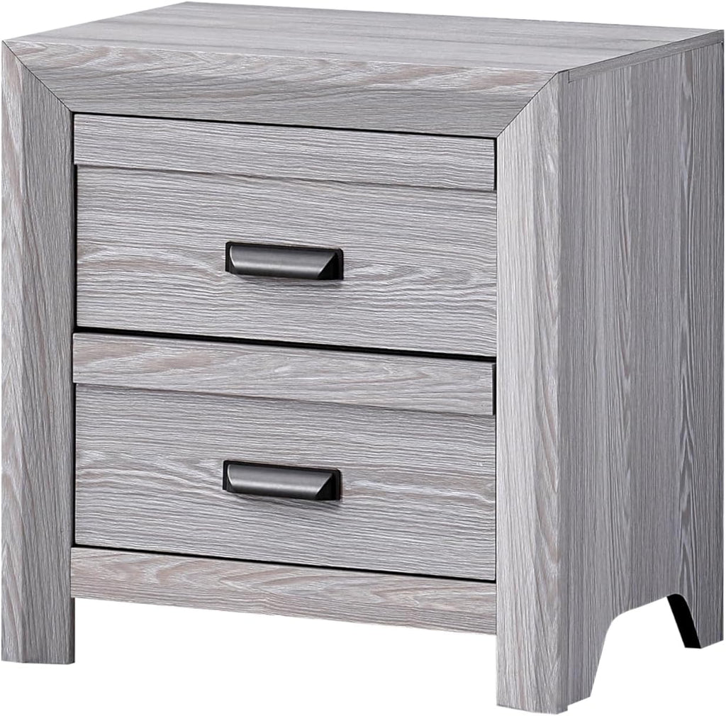 Drift Wood Grey Finish 6pc Queen Size Panel Bed Set Wooden Bedroom Furniture Contemporary