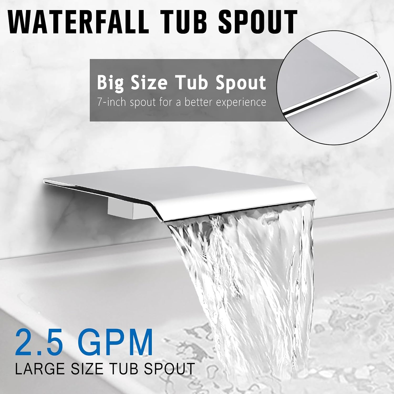 10 Inch Rainfall Shower System with Tub Spout Wall Mounted Complete Combo with Solid Brass Pressure Balancing Valve, High Pressure Shower Head, Handle Set & Installation Accessories Chrome