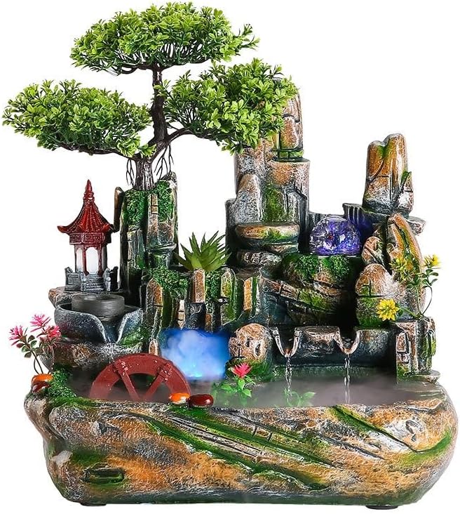 GUERNSEY Tabletop Fountain Tabletop Fountain Desktop Water Atomizing Fountain Bonsai Rockery Water Fountain Desktop Ornaments Indoor Fountain