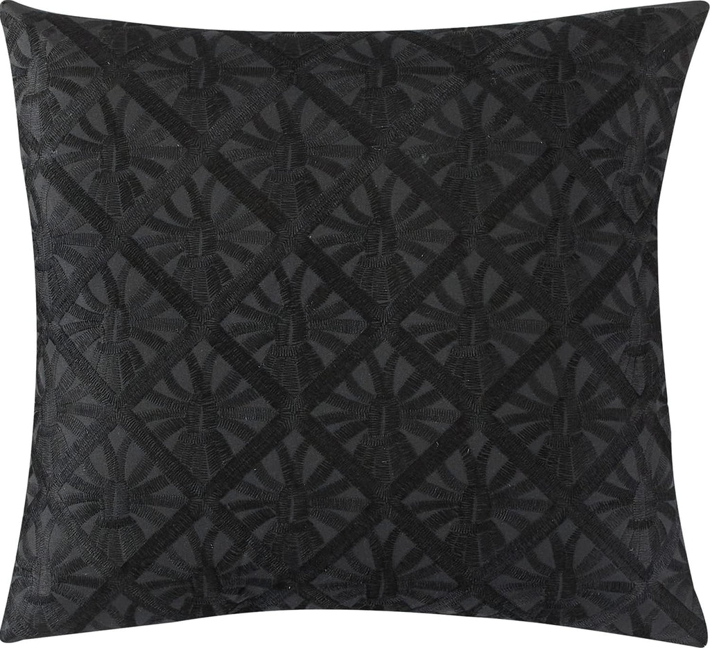 Grand Avenue Black Red Comforter Set California King Size, 7 Piece Jaquard and Clip Soft Bedding Set, All Season, Matching Shams, Bedskirt, Decorative Pillows