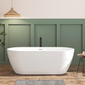 FerdY 67' Bali Elite Acrylic Freestanding Bathtub, Gracefully Shaped Freestanding Soaking Bathtub, Toe-Tap Brushed Nickel Drain and Minimalist Linear Design Overflow Included, cUPC Certified