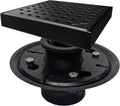 SereneDrains 304 Stainless Steel 6 Inch Square Matte Black Shower Drain Kit with Base Square Design for Tile Floor Drain Grate Cover Hair Catcher Trap Strainer Filter (Matte Black, ABS Plastic)