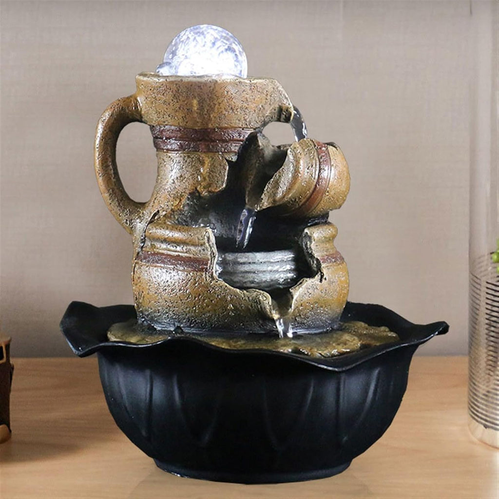 GLigeT Tabletop Fountain Home Living Room Decorations Gift Furnishings Simple Retro Desktop Fountain Feng Shui Ball Ornaments Water Fountain Decor