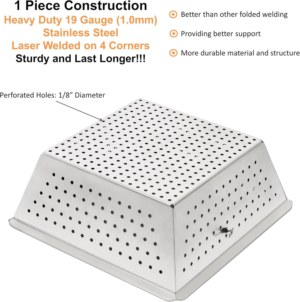 Leyso Stainless Steel Floor Sink Drop-in Basket Strainer Sink Drain Cover 8-1/2' x 8-1/2' x 3-1/8' for Kitchen, Restaurant, Bar, Buffet (Drop-in SS x 4)