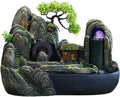 HIHELO Desktop Fountain Resin Tabletop Fountain with Artificial Rock Design Indoor Zen Tabletop Relaxation Water Feature Indoor Spa and Yoga Decoration Water Fountain Outdoor