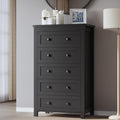 BORNOON Tall 5-Drawer Dresser, Modern Wooden Storage Chest of Drawers, Dresser TV Stand, Wood Drawer Organizer with Metal Handles for Bedroom, Living Room, Hallway