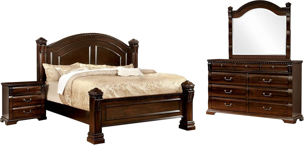 Furniture of America Tay Traditional Cherry 4-Piece Bedroom Set Queen