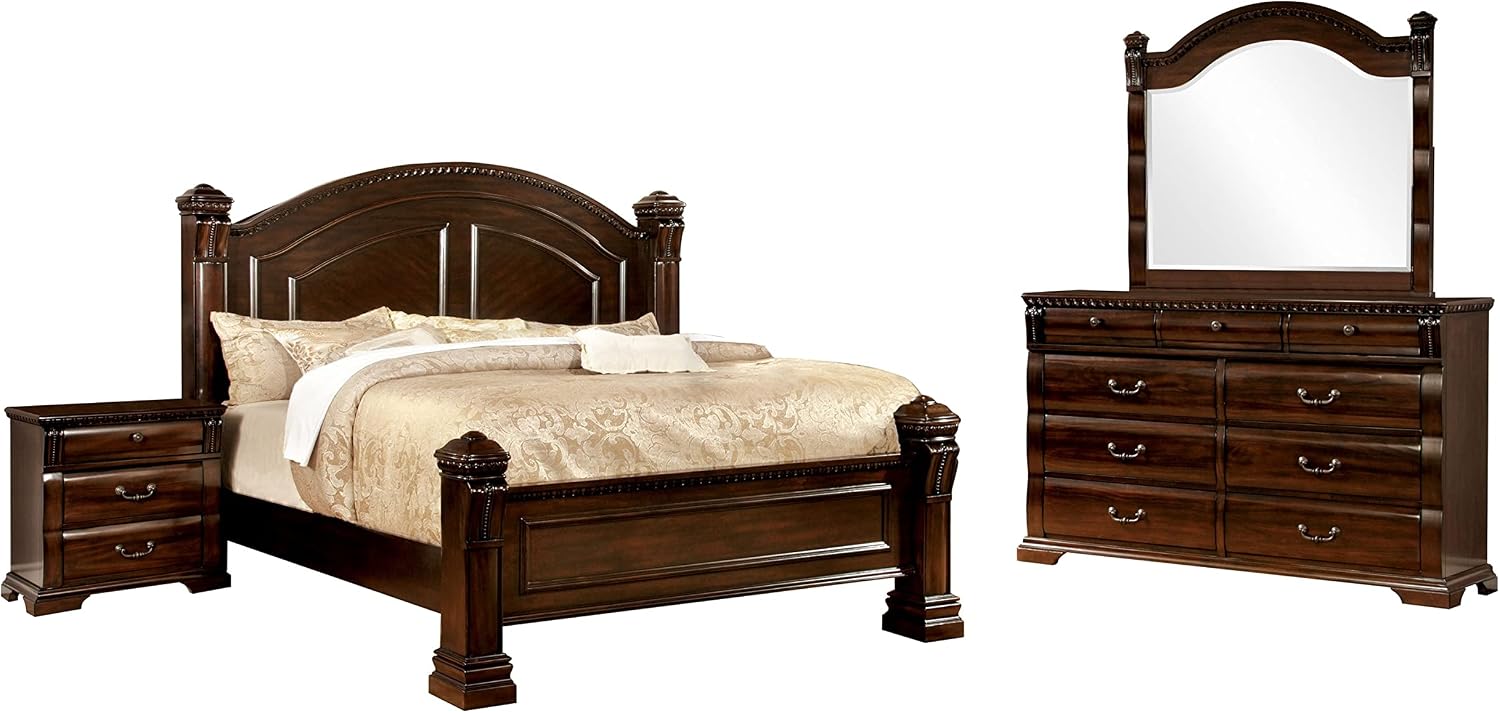 Furniture of America Tay Traditional Cherry 4-Piece Bedroom Set Queen