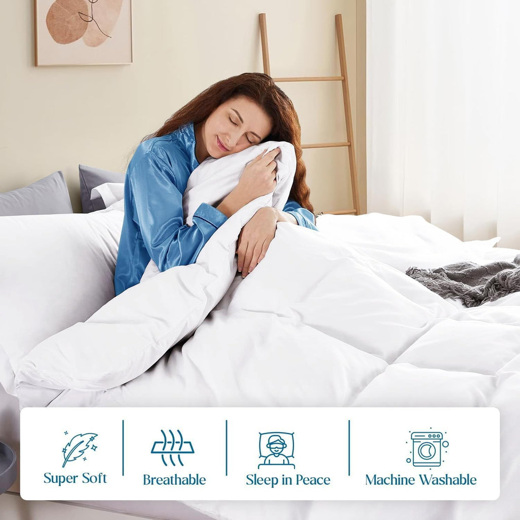Premium 5-Piece Queen Size Duvet Cover Set – 800 Thread Count Pima Cotton, Heavyweight Fabric, Zipper Closure & Corner Ties, Ultra Soft & Durable (White)