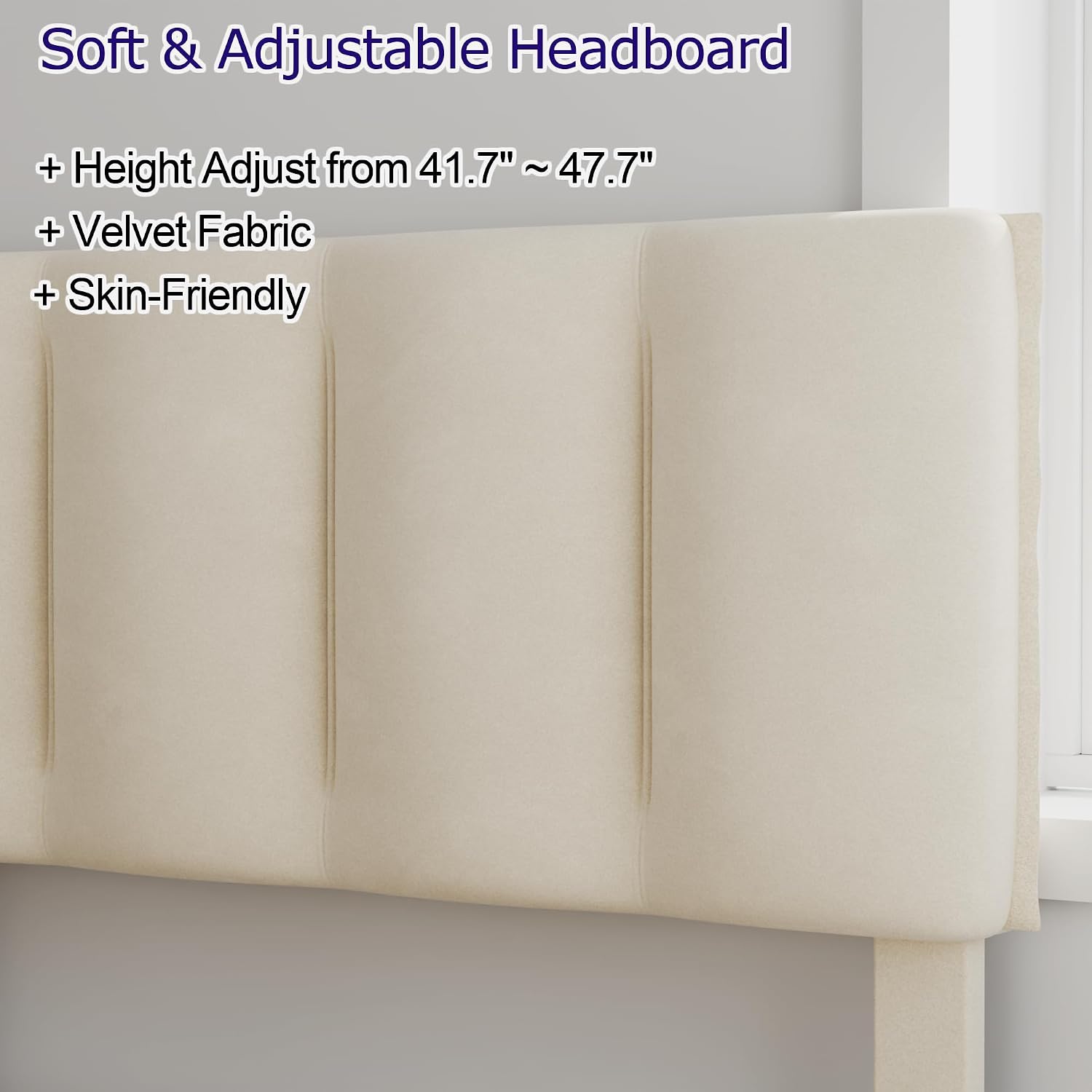 VECELO Twin Bed Frame with Storage Drawer, Heavy-Duty Platform Bedframe with Headboard & Strong Wooden Slats Support, No Boxing Spring Needed, Pala Beige