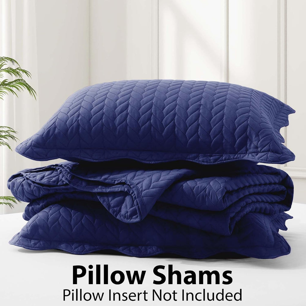 IR Imperial Rooms 8 Pack Quilt King Size Bedding (106' x 96') - Bulk Wholesale for Hotels, Guest Bedroom & Airbnbs - Lightweight Microfiber Reversible Embossed Quilts Bedspread (Navy)