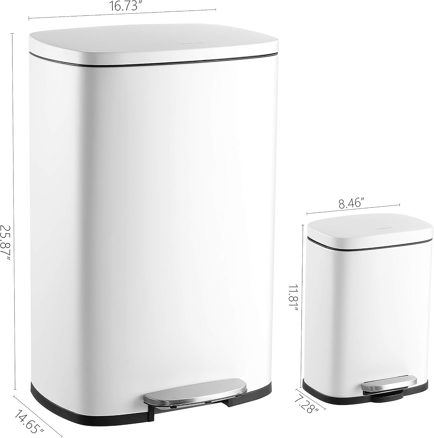 happimess HPM1006C Connor Rectangular 13-Gallon Trash Can with Soft-Close Lid and Free Mini Trash Can, Fingerprint Resistant, Modern, Minimalistic for Home, Kitchen, Office, Bathroom, White