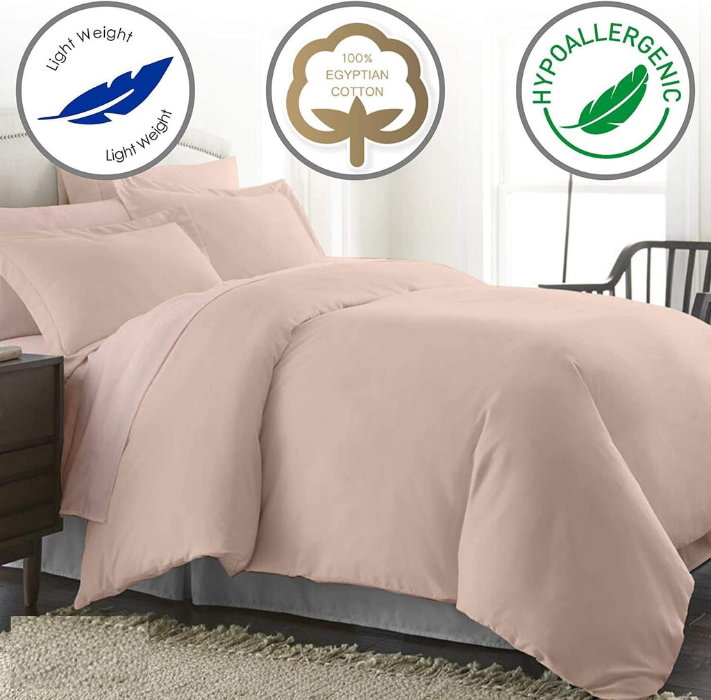 Kamas Solid Duvet Cover Sets 5 Pieces Oversized Queen Blush Duvet Cover Set 100% Egyptian Cotton 1000 Thread Count with Zipper Corner Ties Luxurious Quality