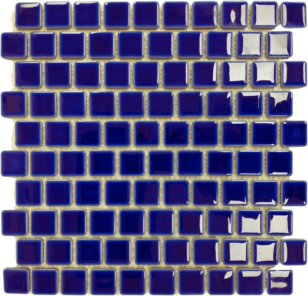 Tenedos PL-110 Viaggio Royal Blue 1x1 Porcelain Pool Mosaic Tile for Wall Floor Kitchen Backsplash Bathroom Shower Accent Durable Water Resistant (5 Sheets)