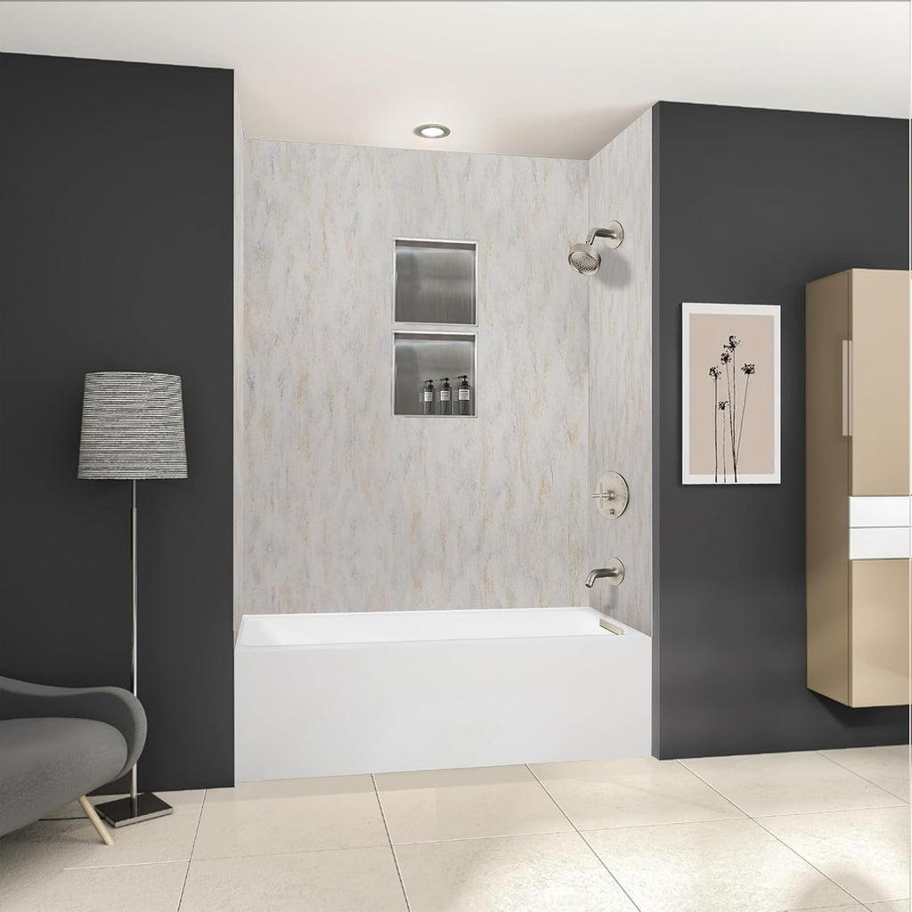 Transolid UATLN603215-R-BN Unity 60-in x 32-in x 15-in Alcove Acrylic Bathtub Kit With Right Hand Drain, White/Brushed Nickel