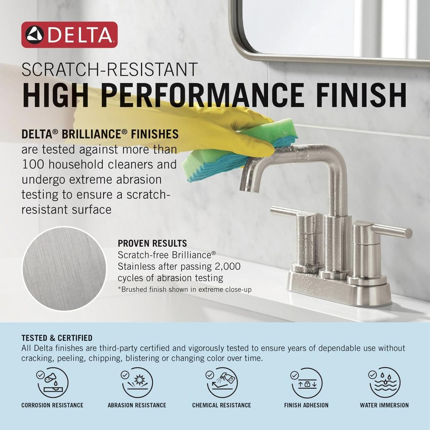 Delta Wall Mount Bathroom Faucet 3 Hole, Brushed Nickel Bathroom Sink Faucet for Vanity, Stainless T5797-SSWL (Valve Not Included)