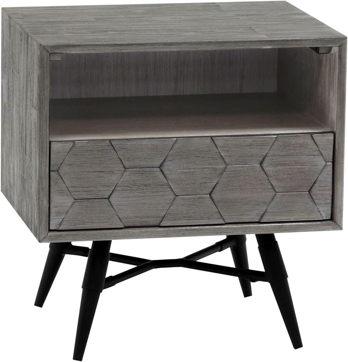 Armen Living Makena 3 Piece Queen Bedroom Set in Grey Acacia Wood