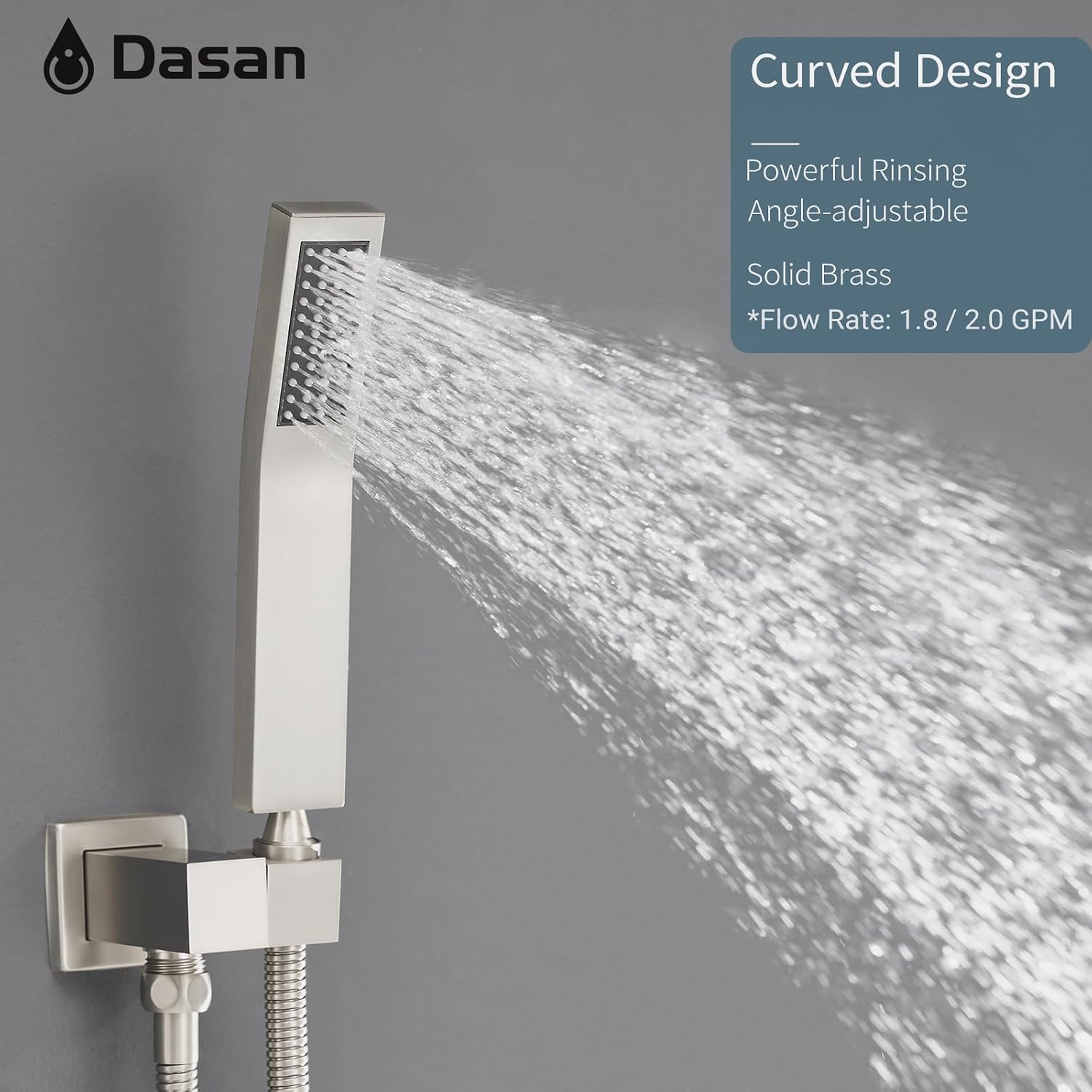 DASAN Tub Shower Faucets Sets Complete Brushed Nickel Bathtub Shower System with Waterfall Tub Spout, Bathtub Faucet Set Tub and Shower Faucet Combo Trim Kit with Valve, DA-SS04BN-S10W