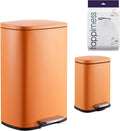 happimess HPM1006K Connor Rectangular 13-Gallon Trash Can with Soft-Close Lid and Free Mini Trash Can, Fingerprint Resistant, Modern, Minimalistic for Home, Kitchen, Office, Bathroom, Carrot Cake