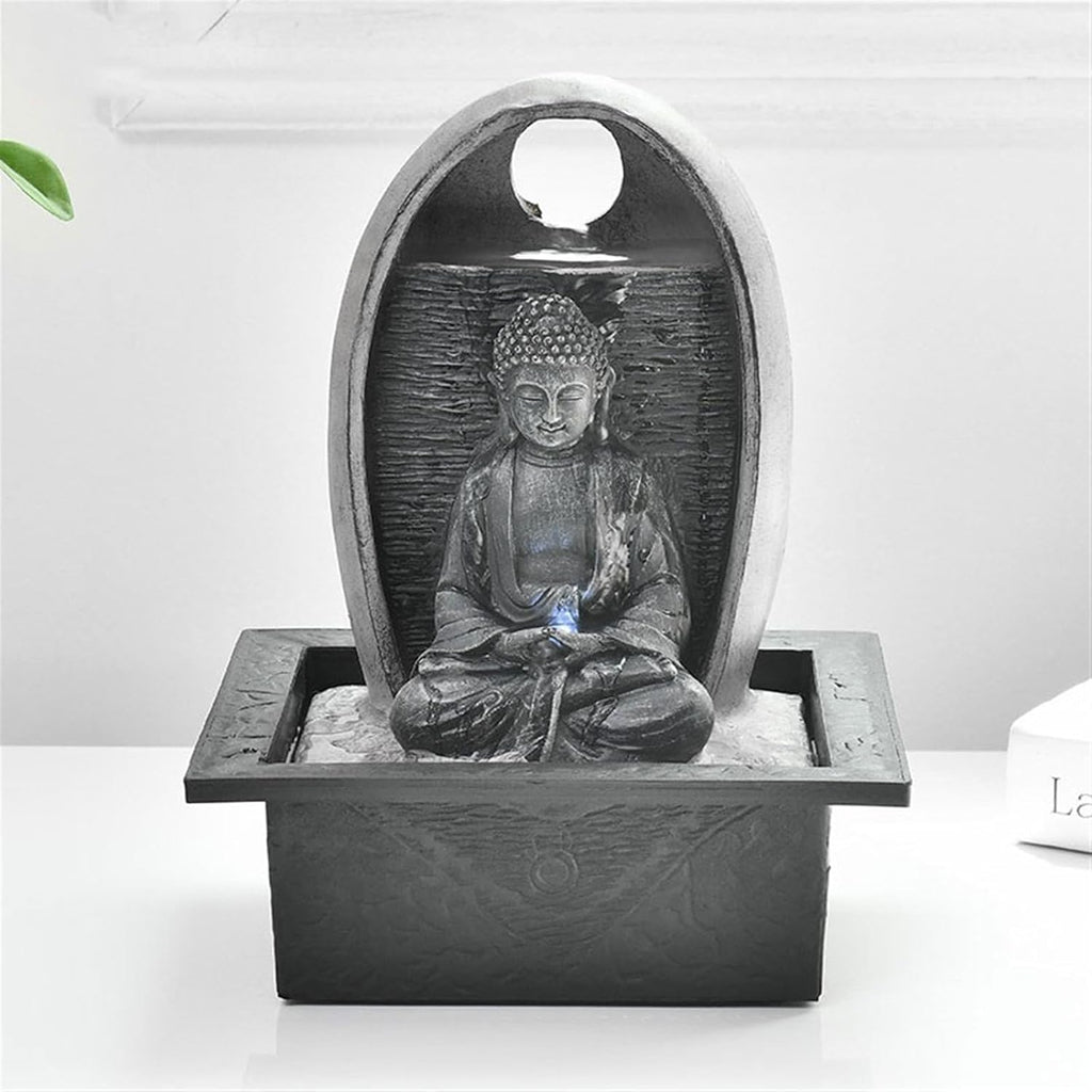 GLigeT Tabletop Fountain Circular Water Fountain Office Desktop Water Landscape Decoration Zen Buddha Fountain Ornament Desktop Decoration Water Fountain Decor