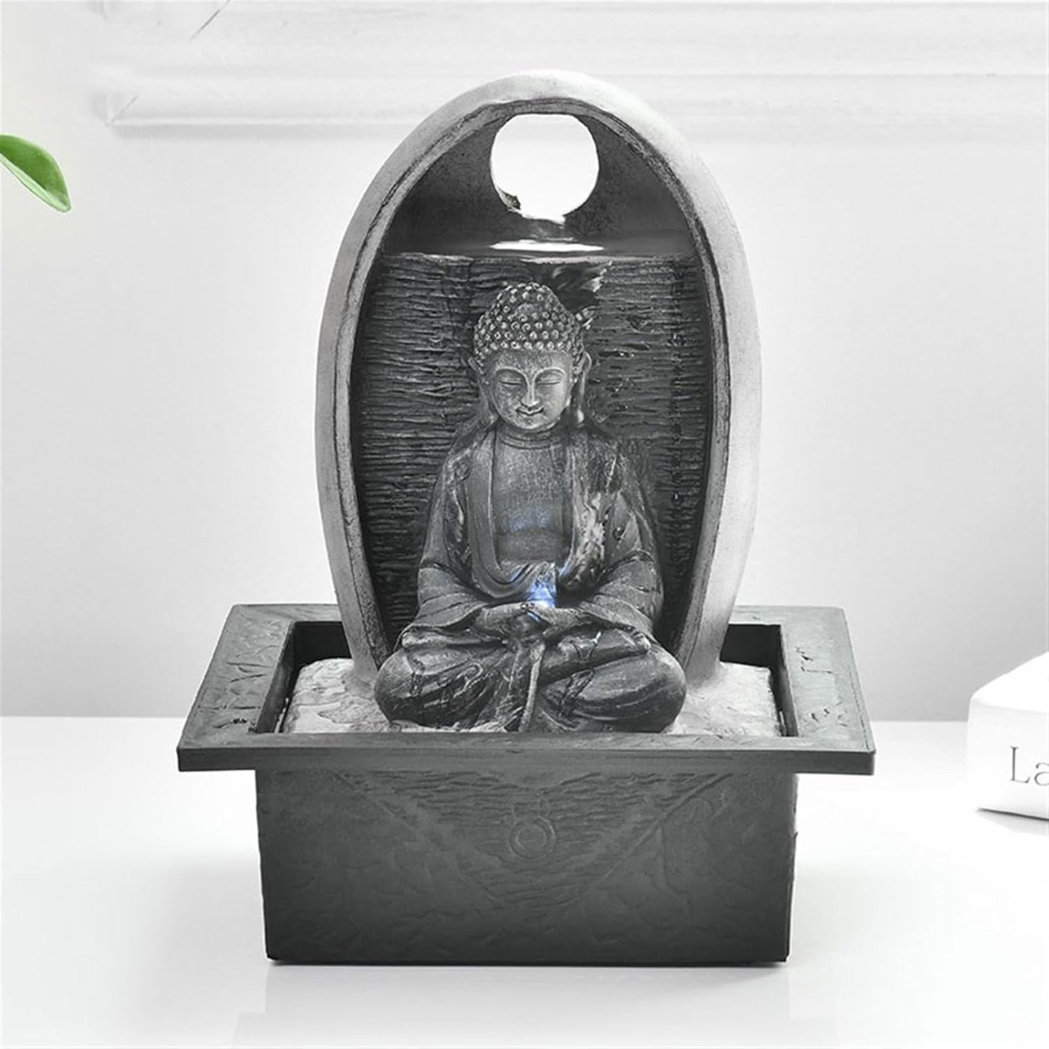 GLigeT Tabletop Fountain Circular Water Fountain Office Desktop Water Landscape Decoration Zen Buddha Fountain Ornament Desktop Decoration Water Fountain Decor