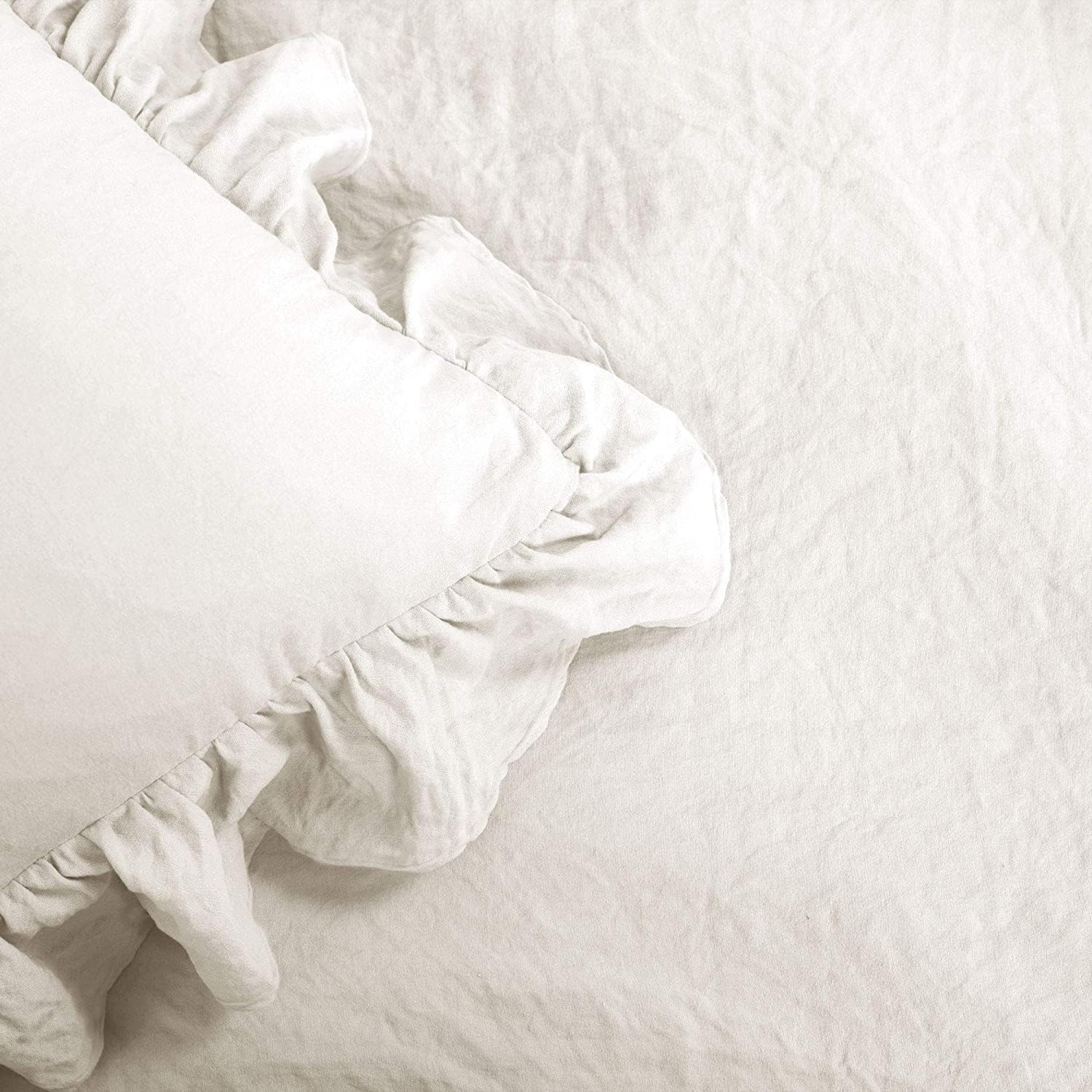 Lush Decor Reyna Ruffle Comforter Set - 3 Piece Cozy Ruffled Bedding Set - Timeless Elegance and Comfort for Bedroom - King, White