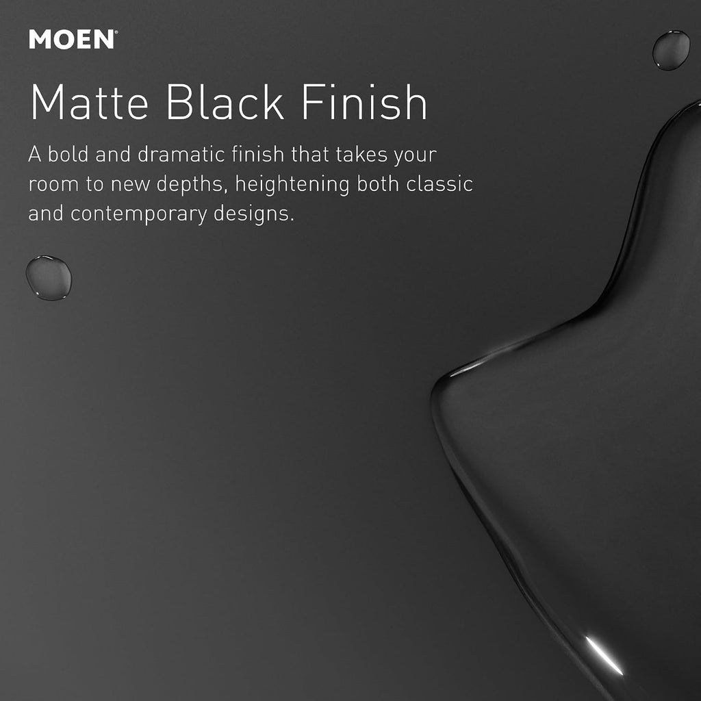 Moen Gibson Two-Handle High Arc Widespread Modern Bathroom Sink Faucet for 3-Hole Setups with Valve Included, Matte Black, TV6142BL