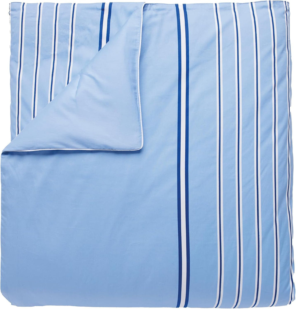 Lacoste Hollis Stripe Comforter Set, 100% Cotton Brushed Twill, Reversible Duvet with Pillow Shams, Soft & Fluffy Hotel-Style Bedding, Blue, Full/Queen