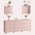Anbuy Bedroom Sets 9 Drawer Dresser and Night Stand Sets for Bedroom, Two Drawers Nightstand Set of 2 & 9 Drawer Dresser Combo 3 Pieces (Pink)