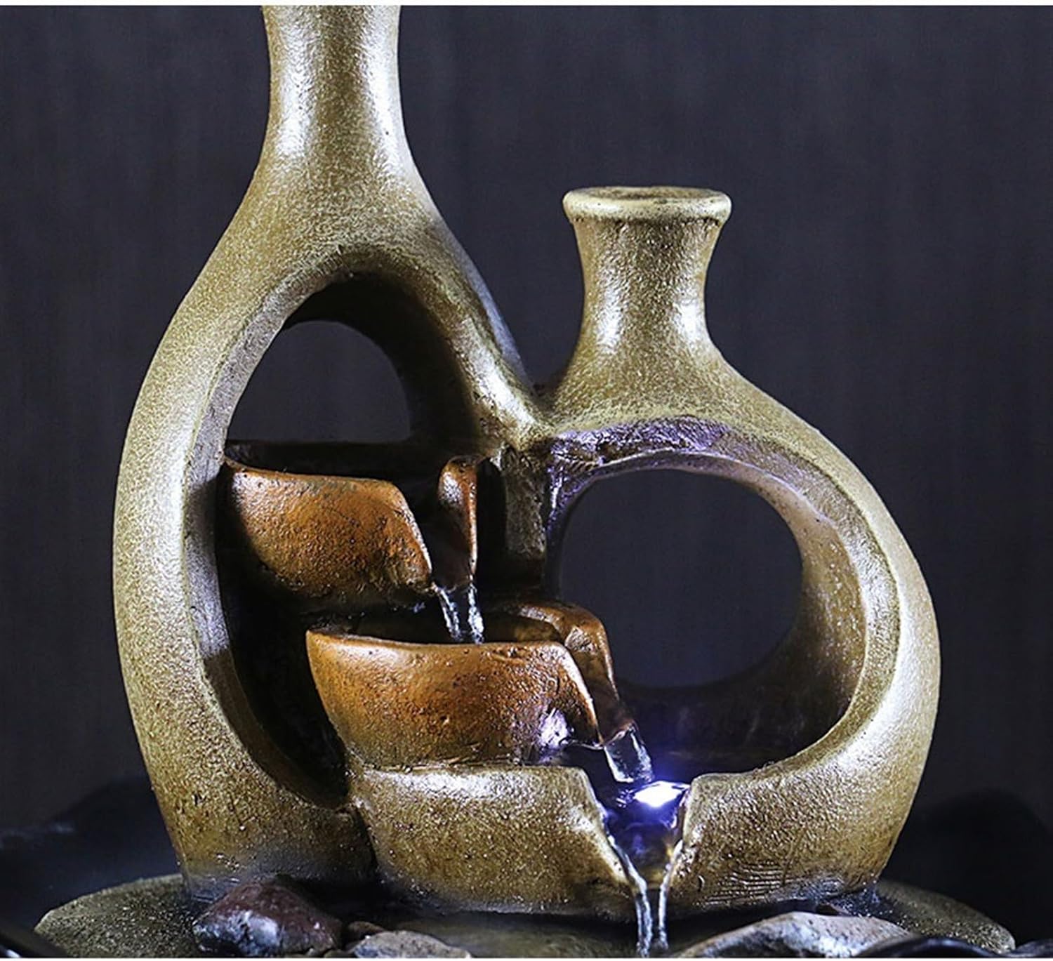 GLigeT Tabletop Fountain Simple Retro Desktop Fountain Feng Shui Ball Ornaments Home Living Room Decorations Gift Furnishings Water Fountain Decor