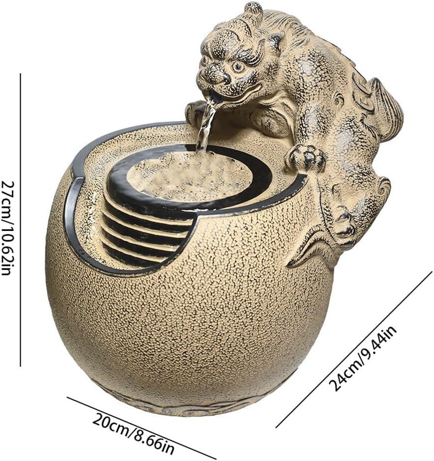 GUERNSEY Tabletop Fountain Desktop Water Fountain Chinese Ornaments Living Room Study Desk Desktop Decoration Small Fountain Indoor Fountain