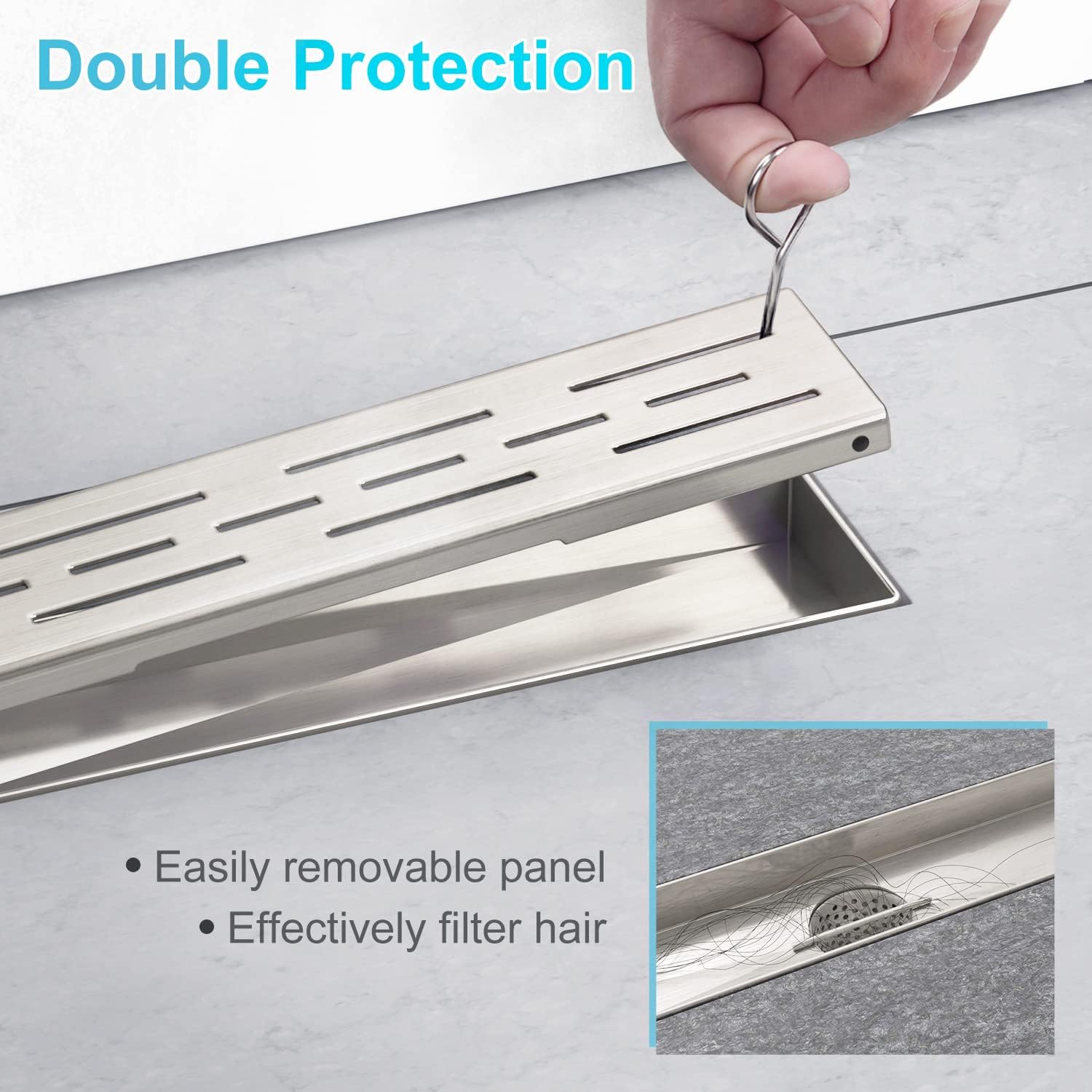 10 Inch Overhead Rainhead Shower Combo Set and 28 Inch Linear Shower Drain